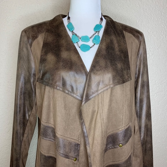 Allison Daley Brown Mosaic Canyon Open Front Cardigan Jacket Women's Siz… - Picture 4 of 10
